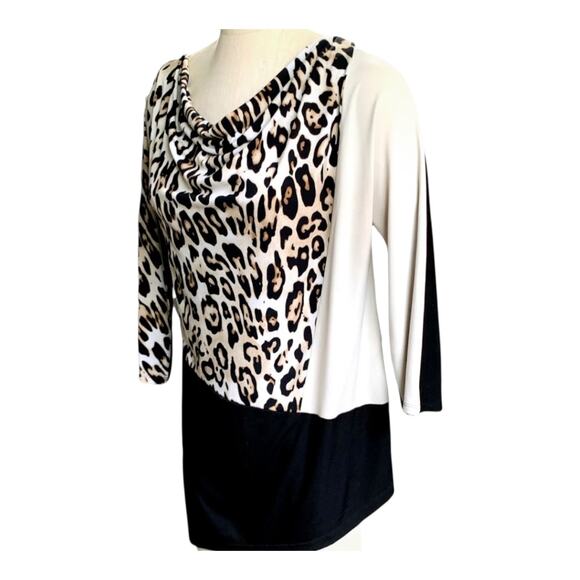 Chico’s Leopard Black Block Print Blouse Top Shirt Women’s Size 2 (U.S. XL / 16) - Picture 7 of 10